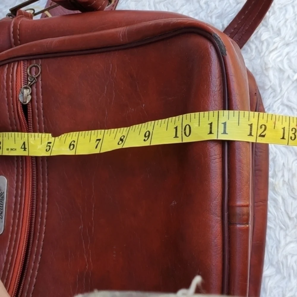 Vintage Jetliner Cognac Brown Leather Crossbody Bag Retro Travel Camera Purse